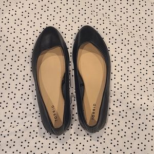 Torrid Black Faux Leather Pointed Ballet Flats
